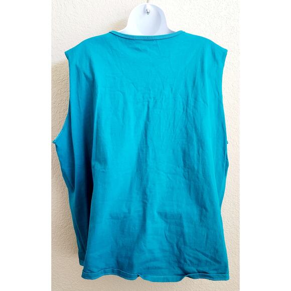 Just My Size Blue Sleeveless Round Neck Top 18W 20W Plus Lightweight Stretch - Picture 3 of 4